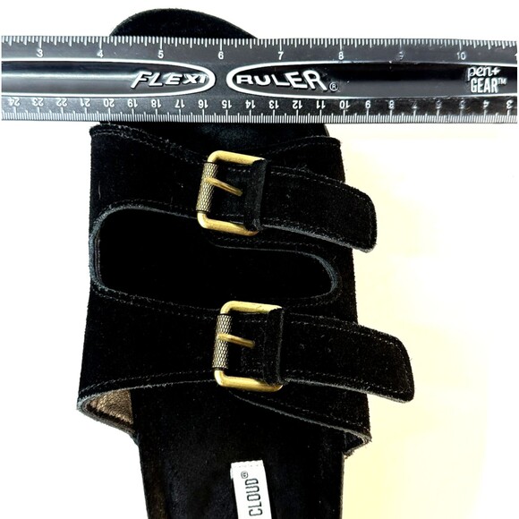 Project Cloud Black Suede Y2K Chunky Platform Buckle Sandals 90s Women's Size 11 - Picture 12 of 12
